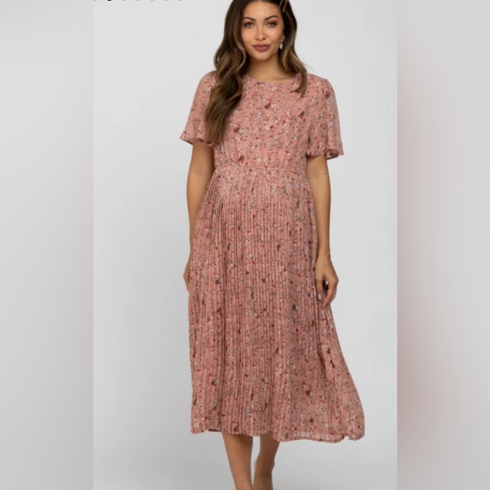 Floral Maternity Midi Dress (Size S)